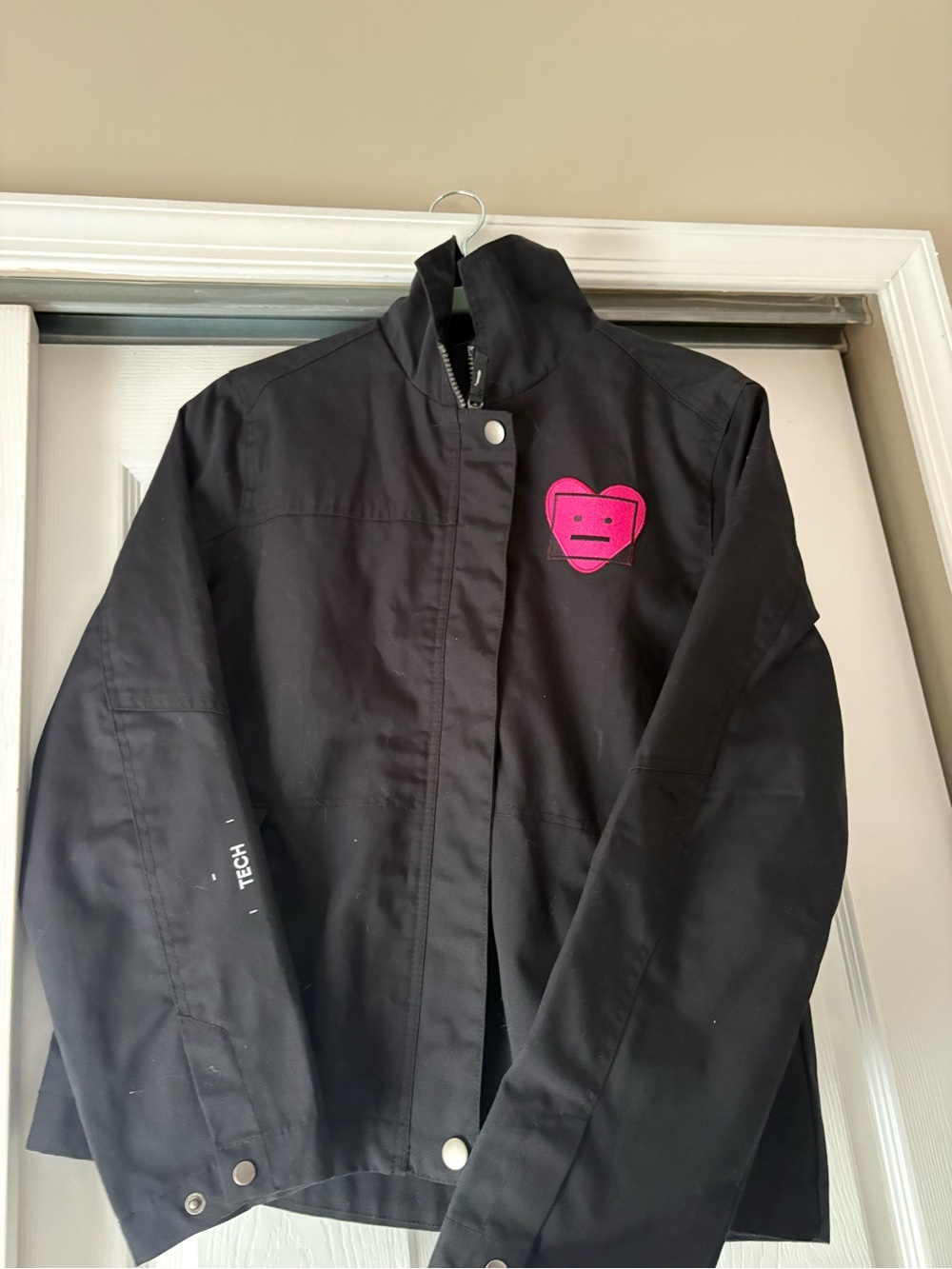 Harriton Jacket with Pink Heart Patch
